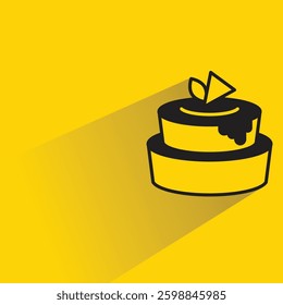 cheese cake icon with shadow yellow background