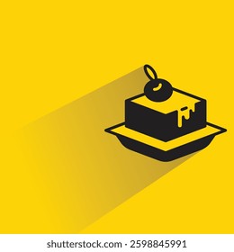 cheese cake icon with shadow yellow background