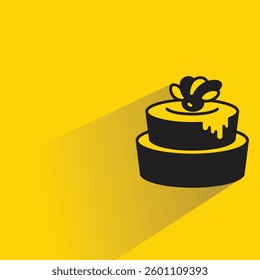 cheese cake icon with shadow yellow background