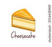 Cheese cake logo vector illustration template with sweet cheese sauce on top