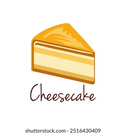 Tarta de queso logo Plantilla de Ilustración vectorial con salsa de queso dulce en la parte superior