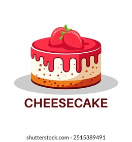 Cheese cake logo vector with strawberry jam on top