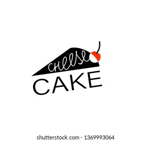 Cheese cake logotype, emblem - logo in form of cheesecake slice made of letters.