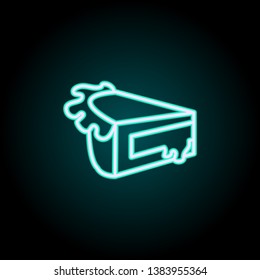 Cheese Cake neon icon. Elements of fast food set. Simple icon for websites, web design, mobile app, info graphics