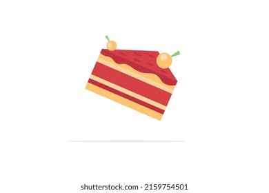 Cheese cake on white screen with shadow below, design illustration in vector.