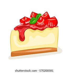 cheese cake with strawberry at the white background