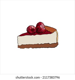 cheese cake vector hand drawing illustration isolated on white background, cheescake doodle sketch, cake vector, pastry vector