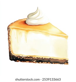 Cheese cake watercolor clipart illustration