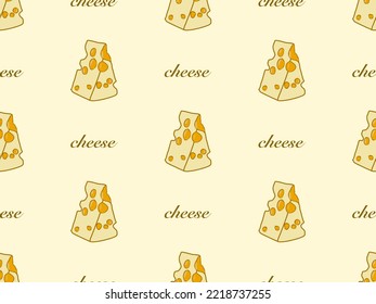 Cheese cartoon character seamless pattern on yellow background