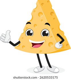 Cheese Cartoon Character, Suitable for children's books, sticker, and mascot isolated on white backgrounds
