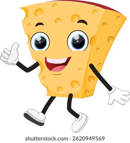 Cheese cartoon character, Suitable for children's books, sticker, and mascot isolated on white backgrounds