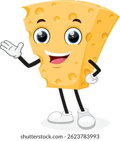 Cheese cartoon character, Suitable for children's books, sticker, and mascot isolated on white backgrounds