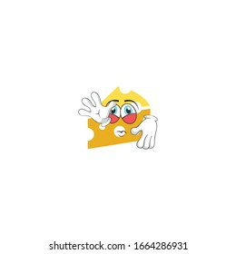 personajes de dibujos animados de queso con expresión. se puede utilizar para pegatinas, pasadores, mascotas o parches