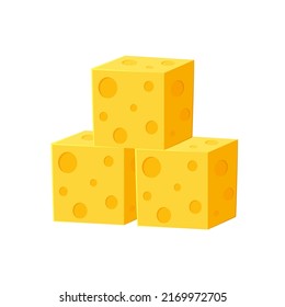 Cheese cartoon. Cube Cheese vector isolated on white background.