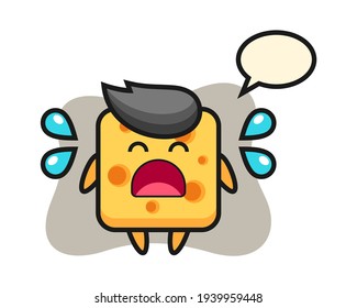 Cheese cartoon illustration with crying gesture