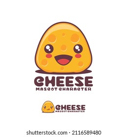 Käsekartoon-Illustration, mit einem fröhlichen Ausdruck, geeignet für Logos, Drucke, Aufkleber usw., einzeln auf weißem Hintergrund.