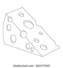 Cheese cartoon. Outlined colorless illustration with thin line black stroke