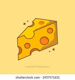 Cheese Cartoon Vector Icon Illustration. Food Object Icon Concept Isolated Premium Vector. Flat Cartoon Style