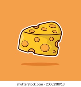 Cheese Cartoon Vector Illustration. Good Used for Sticker, Logo, Icon, Clipart, Etc - EPS 10 Vector