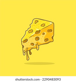 Cheese Cartoon Vector Illustration. Good Used for Sticker, Logo, Icon, Clipart, Etc - EPS 10 Vector