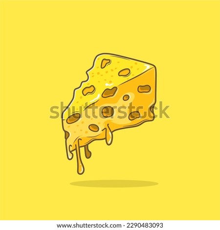 Cheese Cartoon Vector Illustration. Good Used for Sticker, Logo, Icon, Clipart, Etc - EPS 10 Vector