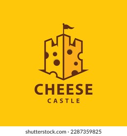 Cheese castle Logo Design. Castle from cheese vector logo design svg