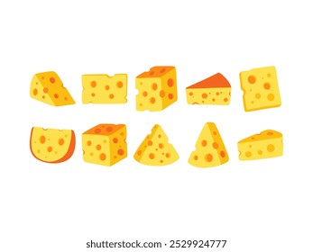 Juego de elementos de dibujos animados de personajes de queso 