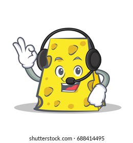 cheese character cartoon style with headphone