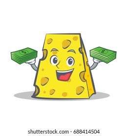 cheese character cartoon style with money