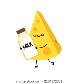 Cheese character design. Cheese on white background. symbol. mascot. Cheese and milk vector.