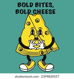 Cheese Character Design With Slogan Bold bites, Bold cheese