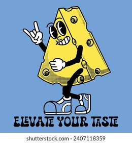 Cheese Character Design With Slogan Elevate your taste