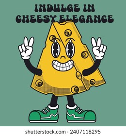 Cheese Character Design With Slogan Indulge in cheesy elegance