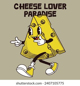 Cheese Character Design With Slogan Cheese lover paradise