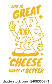 Cheese character design for website, application, printing, document, poster, sticker design, etc.