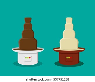 Cheese and Chocolate Fondue in flat style, vector