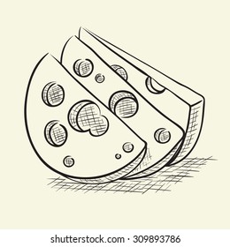 Cheese chopped. Sketch image.