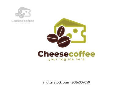 Cheese coffee logo design. vector