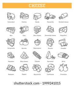 Cheese Collection. Vector Illustration Of Cheese Types