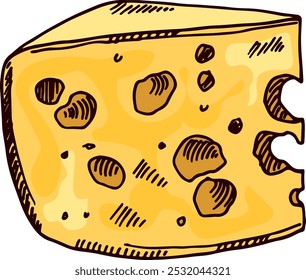 Cheese color doodle. Food drawing. Dairy production