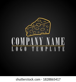 Cheese Company Name. Food Logo Template Design. Logotype Doodle Drawn. Flat Brand Icon.