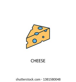 cheese concept 2 colored line icon. Simple yellow and blue element illustration. cheese concept outline symbol design