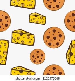 Cheese and cookie fast food pattern design vector.