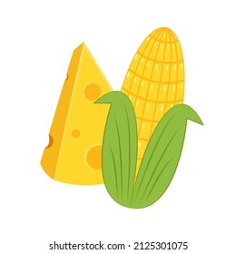 Cheese and corn icon vector. Cheese and Corn on white background. logo design.