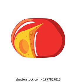 cheese covered with red wax isolated
