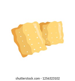 Cheese crackers illustration. Biscuit, bread, cracker. Food concept. Vector illustration can be used for topics like food, bakery, pastries, confectionery shop