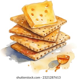 Ilustración Watercolor de queso y petardos. Diseño de elementos submarinos dibujados a mano. Elemento de diseño marino vectorial artístico. Ilustración para tarjetas de felicitación, impresión y otros proyectos de diseño.