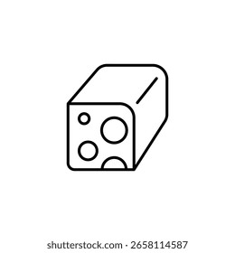 Cheese Cube With Circles For Design On A Transparent Backdrop