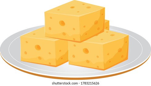 Cheese Cubes Served on Plate