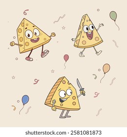 Cheese cute character cartoon vector illustration.